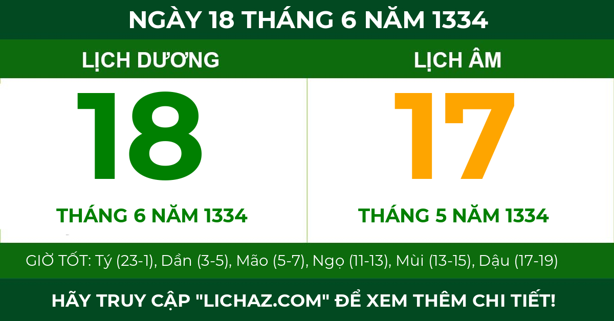lịch âm ngày 18 tháng 6 năm 1334