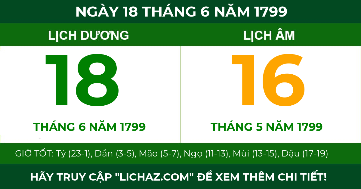 lịch âm ngày 18 tháng 6 năm 1799