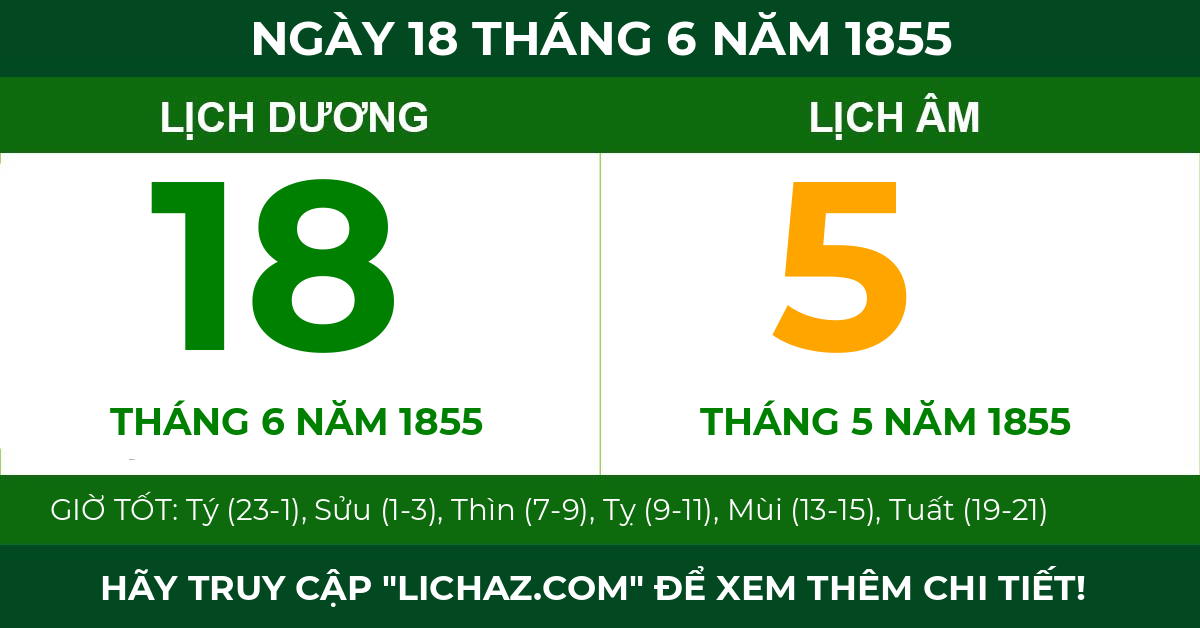 lịch âm ngày 18 tháng 6 năm 1855