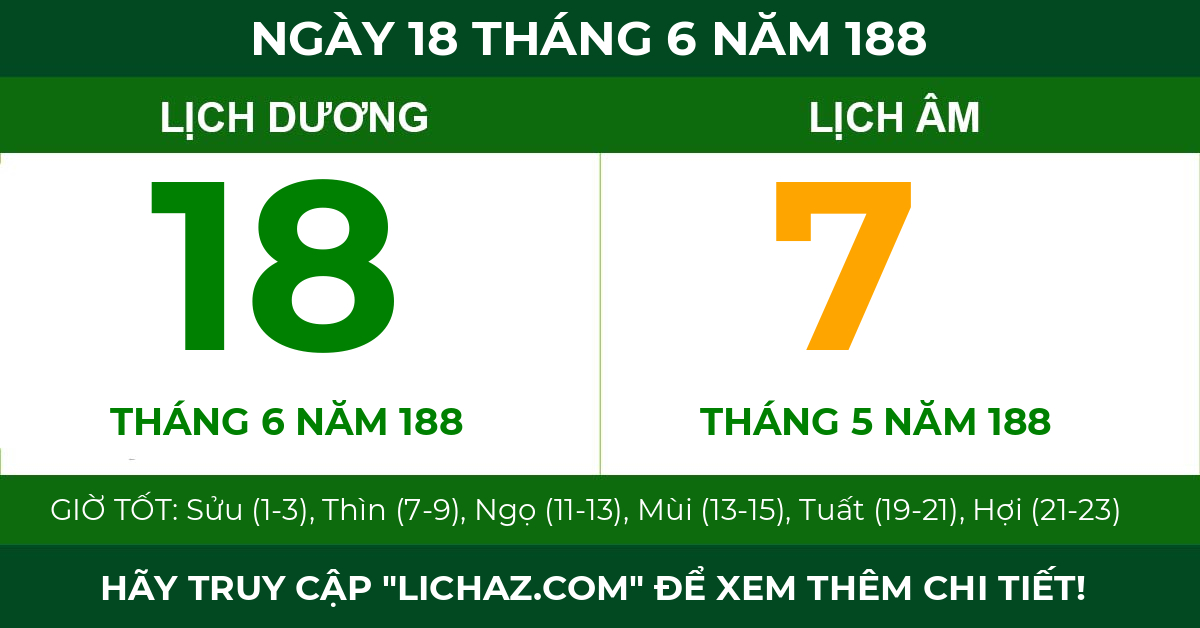 lịch âm ngày 18 tháng 6 năm 188