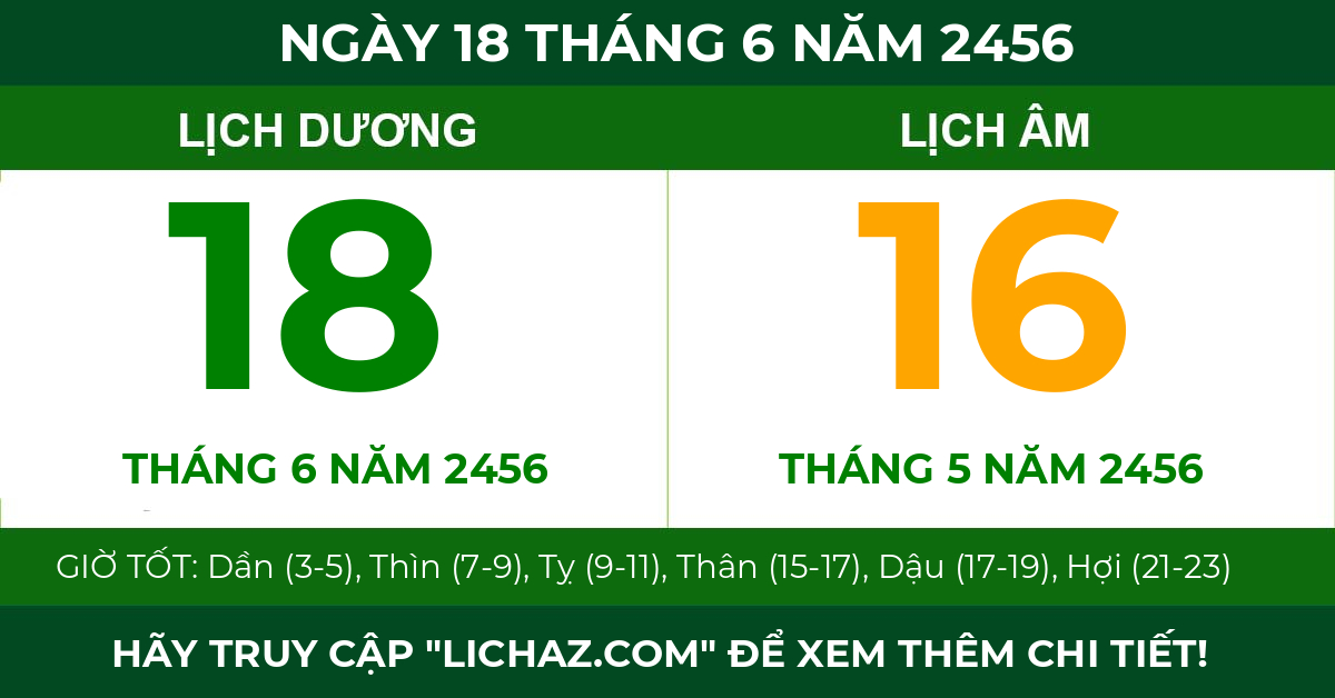 lịch âm ngày 18 tháng 6 năm 2456