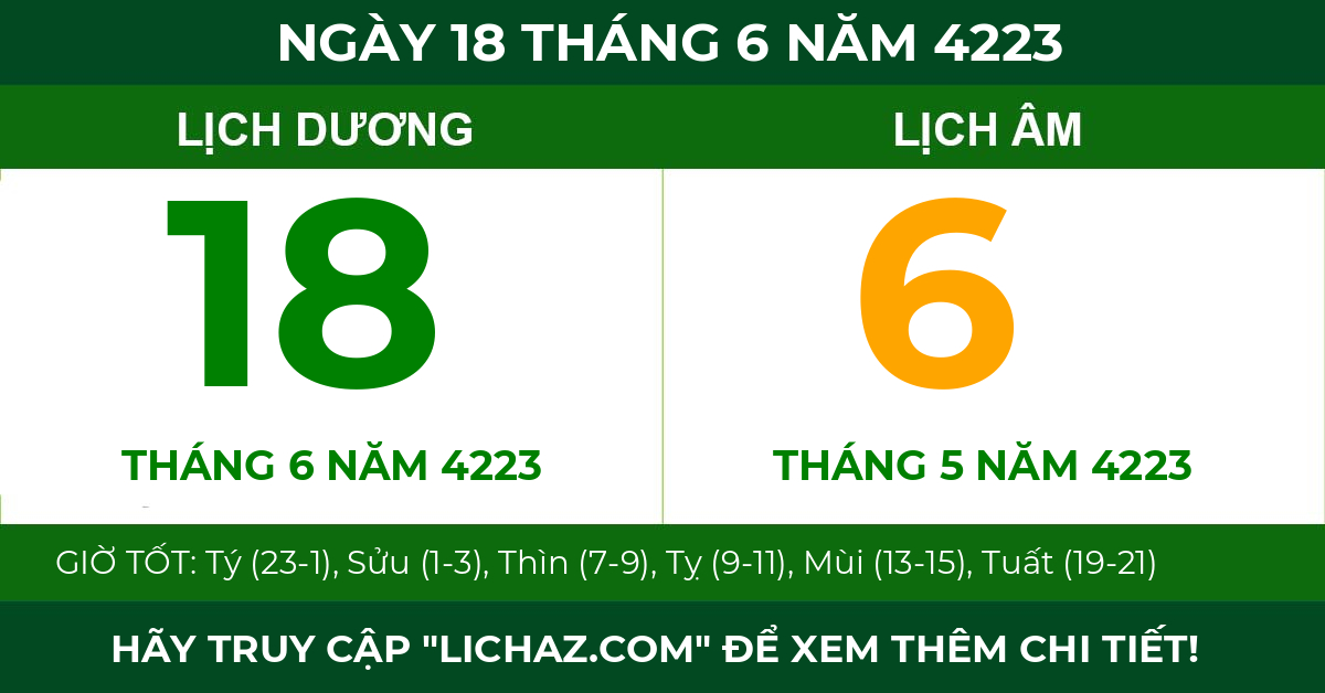 lịch âm ngày 18 tháng 6 năm 4223