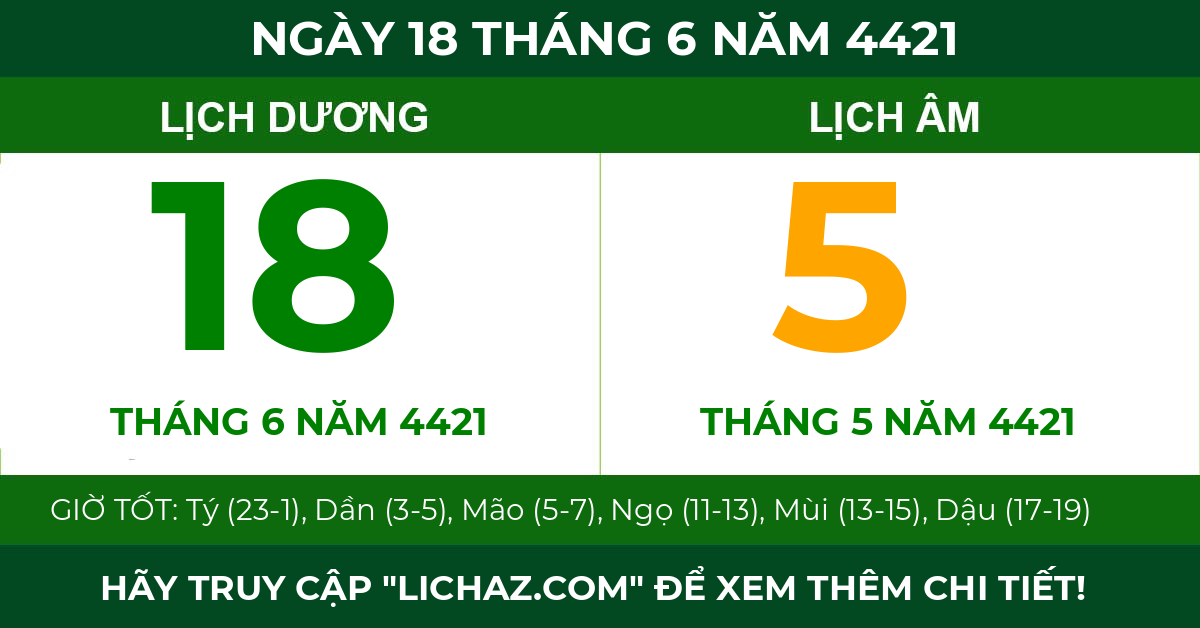 lịch âm ngày 18 tháng 6 năm 4421