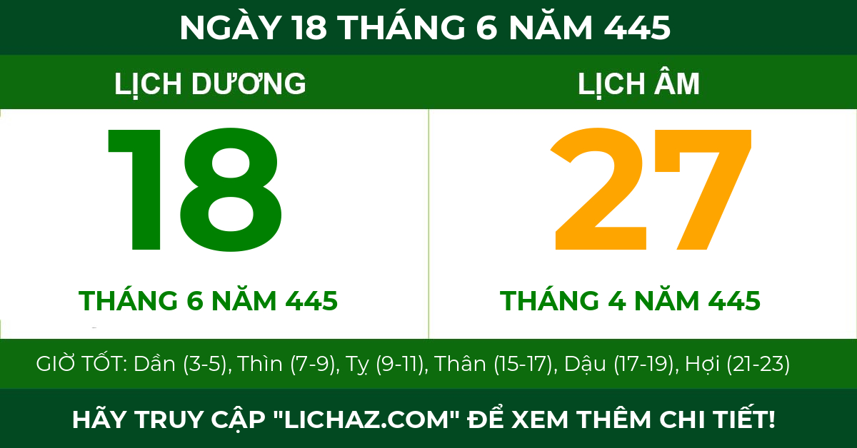 lịch âm ngày 18 tháng 6 năm 445