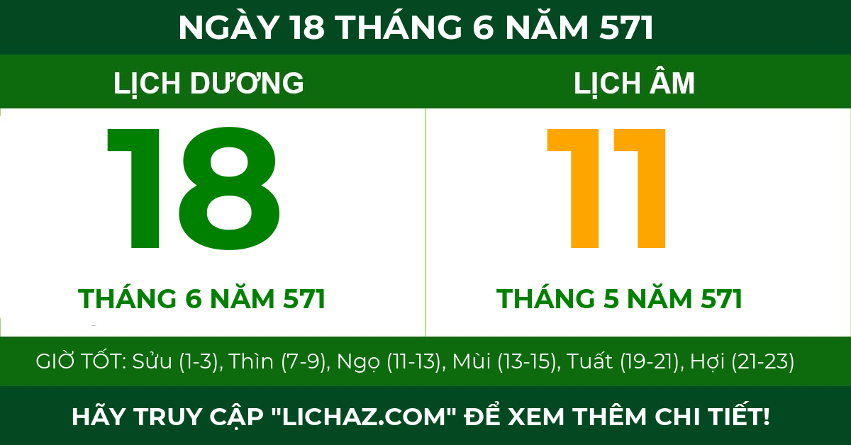 lịch âm ngày 18 tháng 6 năm 571