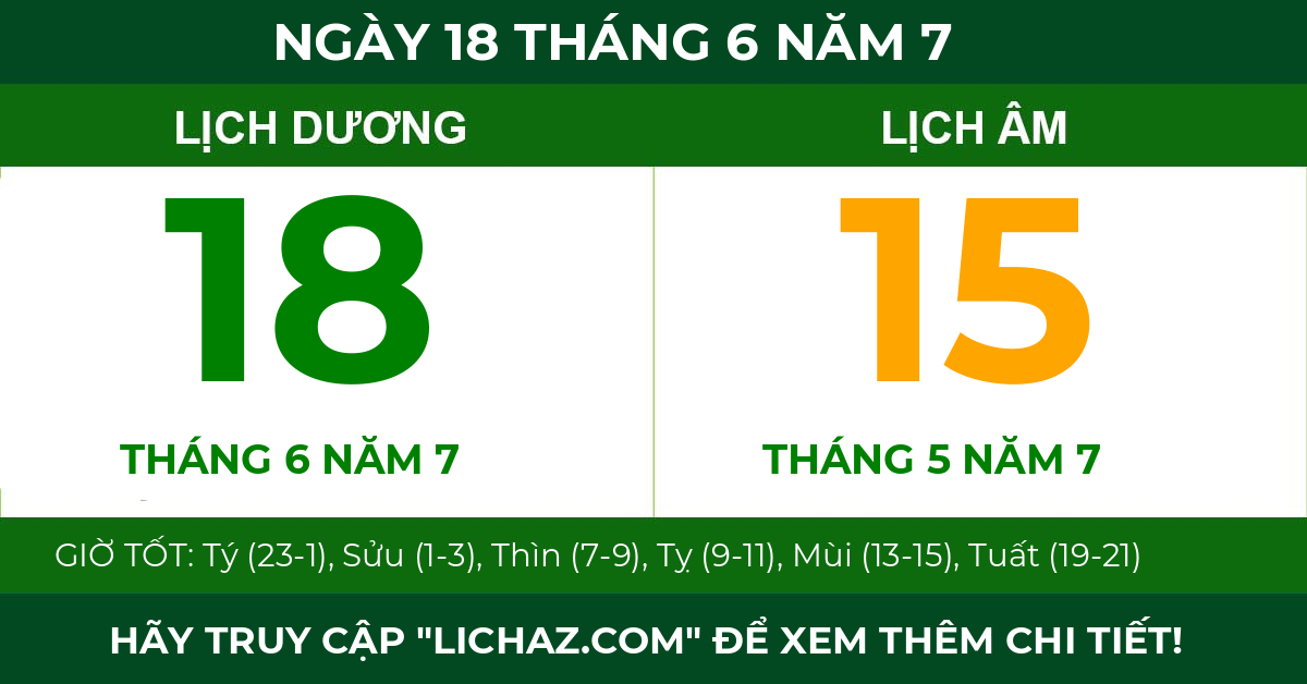 lịch âm ngày 18 tháng 6 năm 7