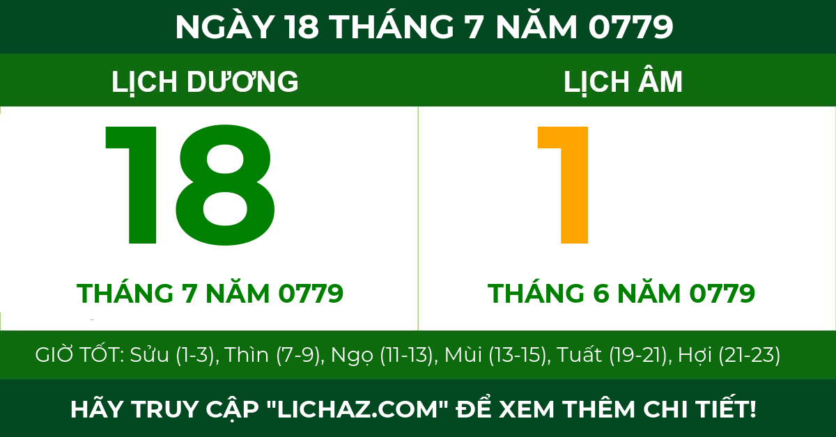 lịch âm ngày 18 tháng 7 năm 0779