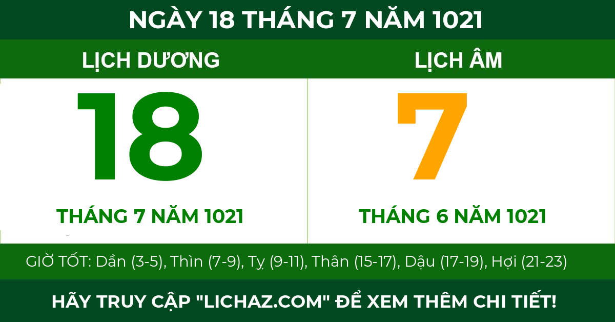 lịch âm ngày 18 tháng 7 năm 1021