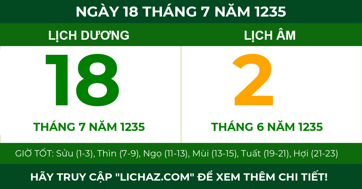 lịch âm ngày 18 tháng 7 năm 1235
