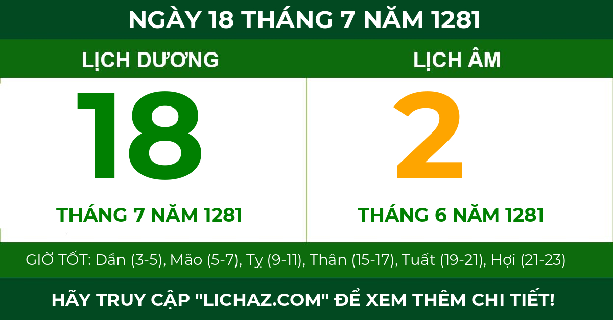 lịch âm ngày 18 tháng 7 năm 1281