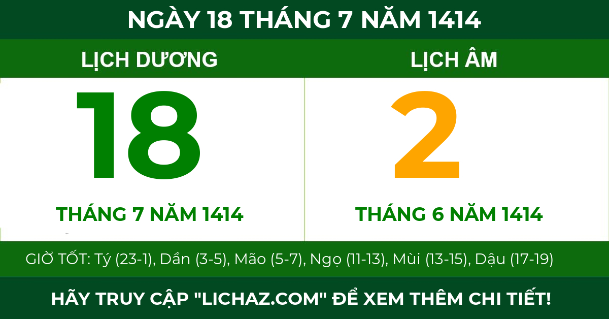 lịch âm ngày 18 tháng 7 năm 1414