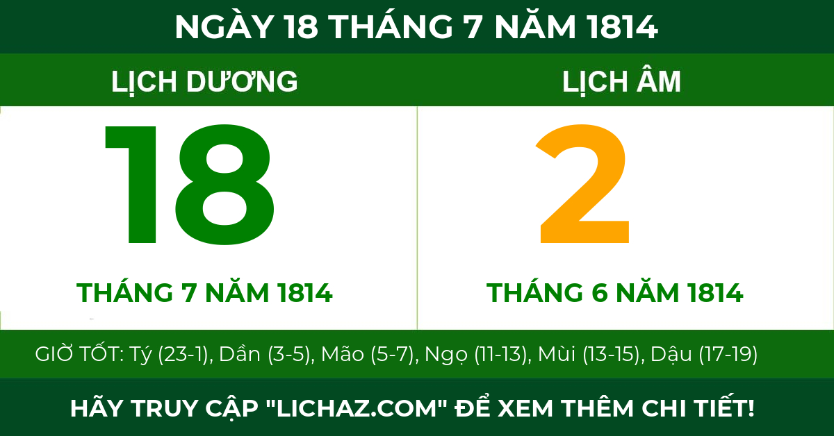 lịch âm ngày 18 tháng 7 năm 1814
