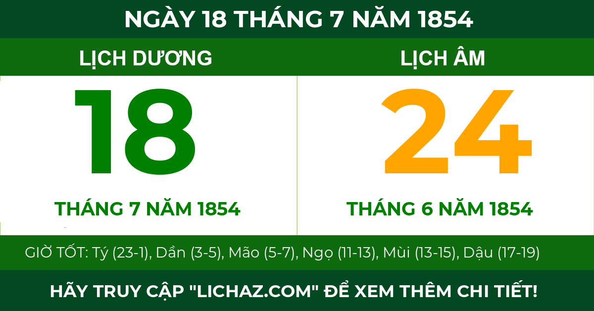 lịch âm ngày 18 tháng 7 năm 1854
