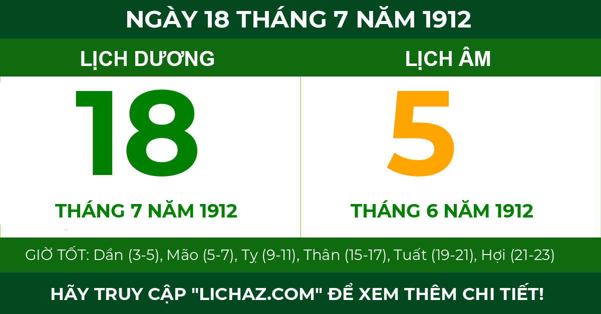 lịch âm ngày 18 tháng 7 năm 1912