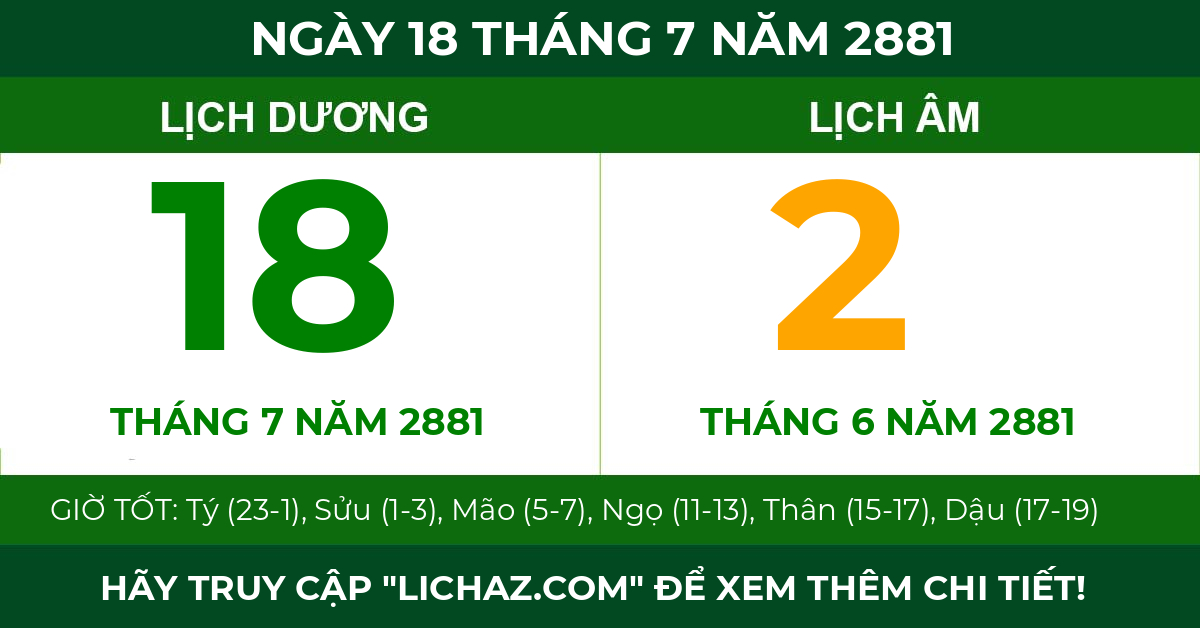 lịch âm ngày 18 tháng 7 năm 2881