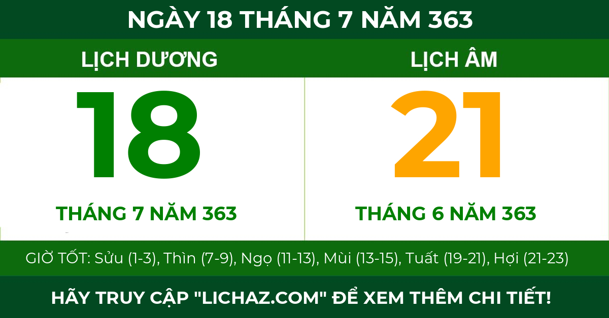 lịch âm ngày 18 tháng 7 năm 363
