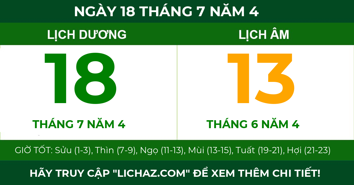 lịch âm ngày 18 tháng 7 năm 4