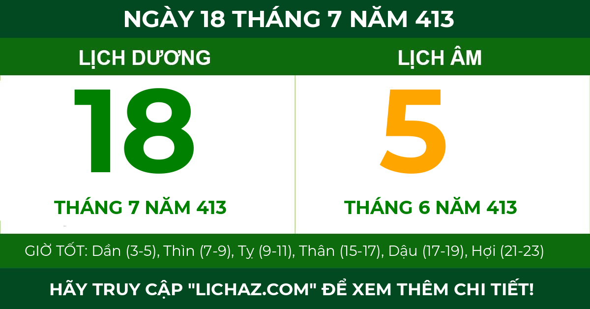 lịch âm ngày 18 tháng 7 năm 413