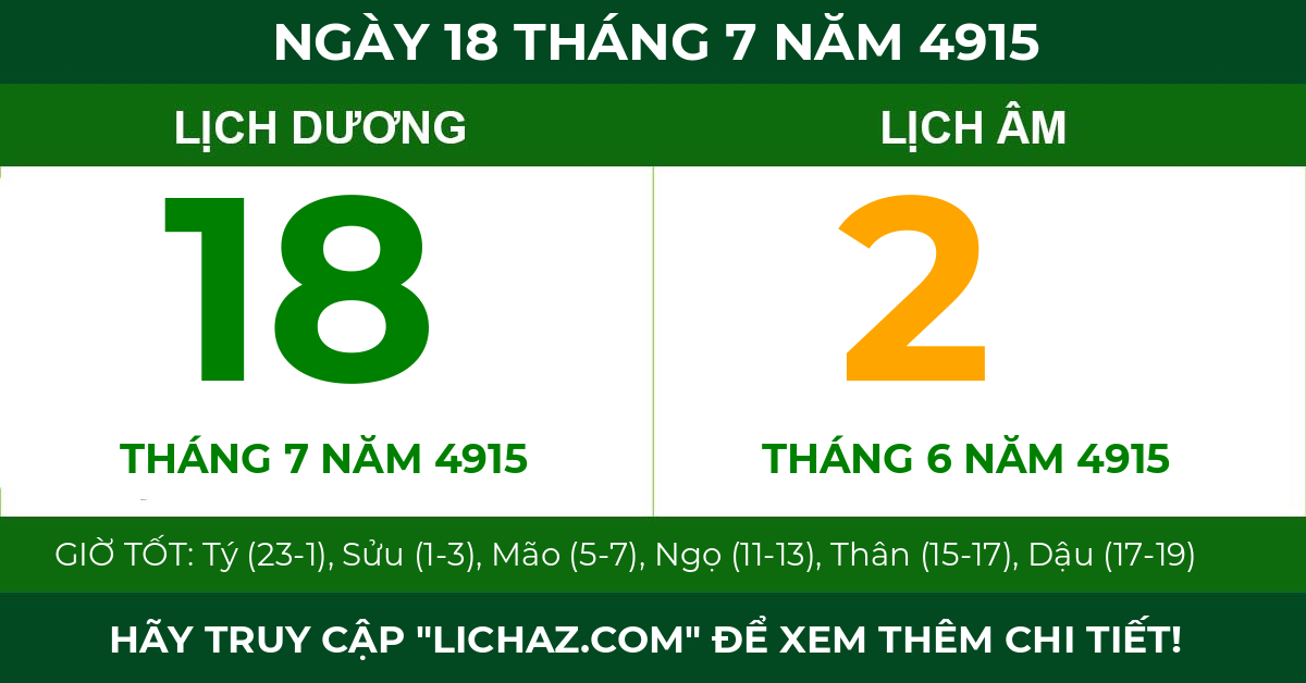 lịch âm ngày 18 tháng 7 năm 4915