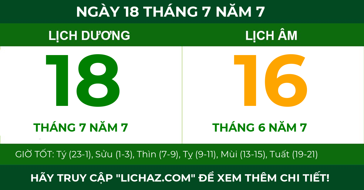 lịch âm ngày 18 tháng 7 năm 7