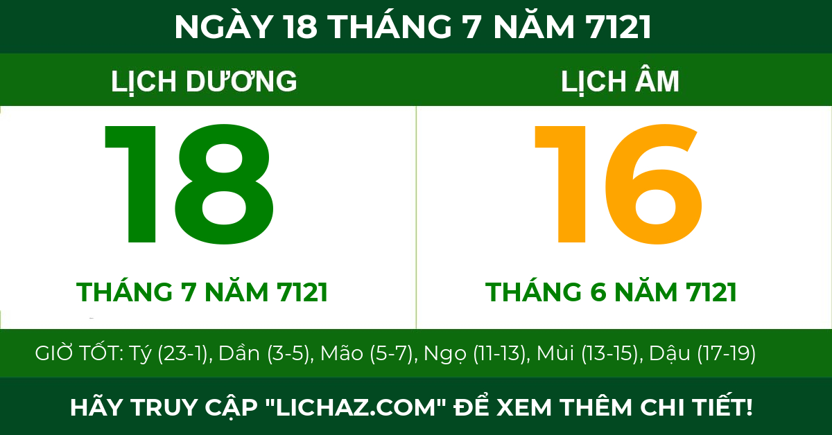 lịch âm ngày 18 tháng 7 năm 7121