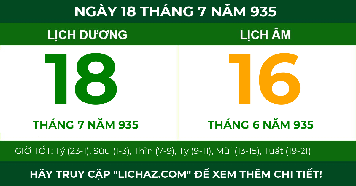 lịch âm ngày 18 tháng 7 năm 935