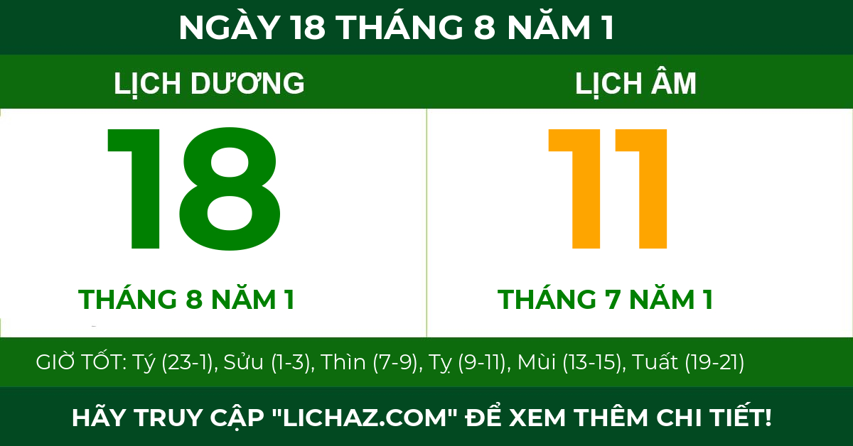 lịch âm ngày 18 tháng 8 năm 1