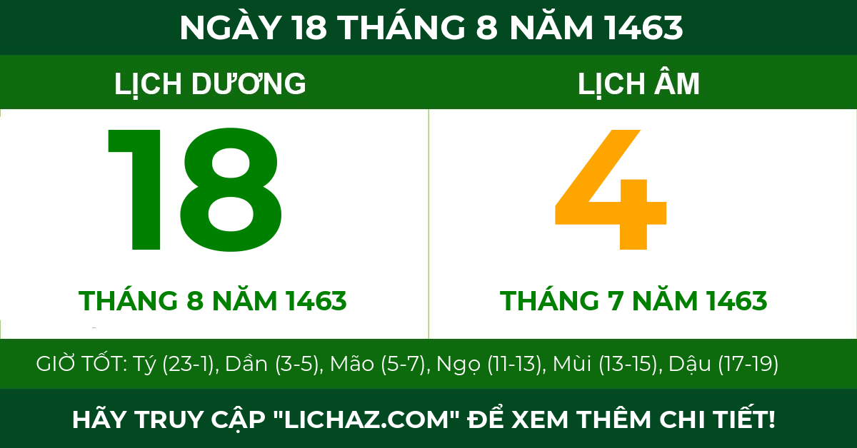 lịch âm ngày 18 tháng 8 năm 1463