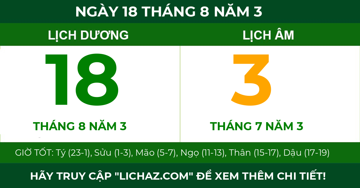 lịch âm ngày 18 tháng 8 năm 3