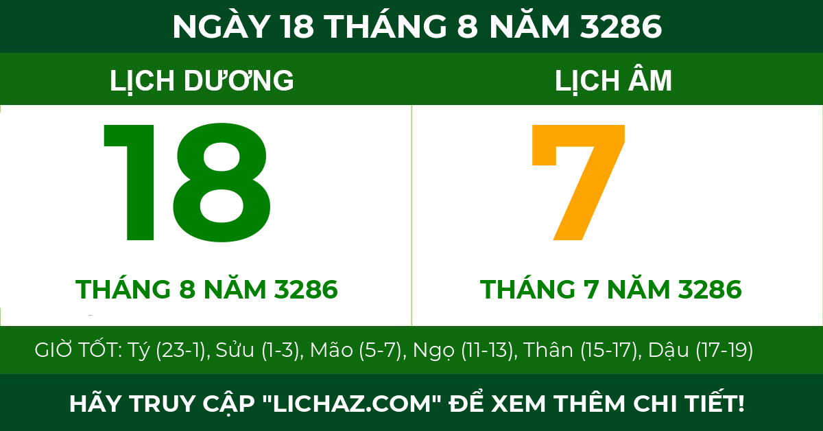 lịch âm ngày 18 tháng 8 năm 3286