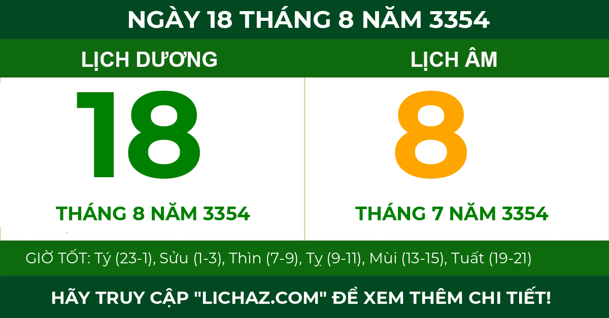 lịch âm ngày 18 tháng 8 năm 3354