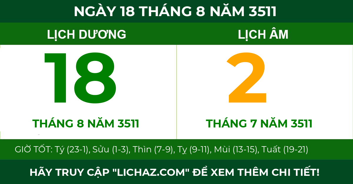 lịch âm ngày 18 tháng 8 năm 3511