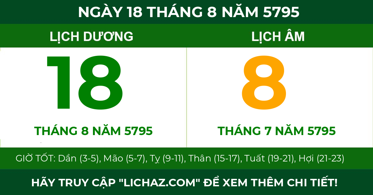 lịch âm ngày 18 tháng 8 năm 5795