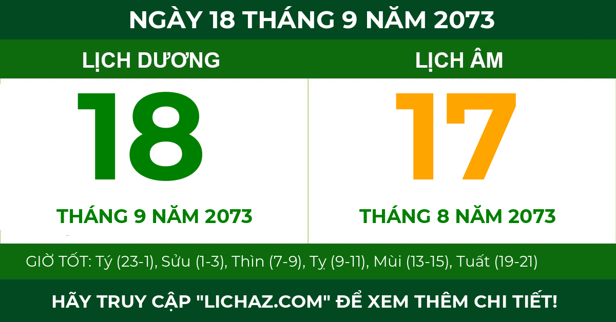 lịch âm ngày 18 tháng 9 năm 2073