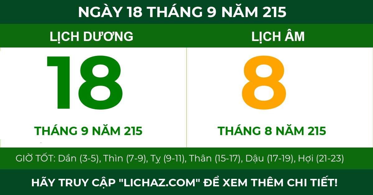 lịch âm ngày 18 tháng 9 năm 215