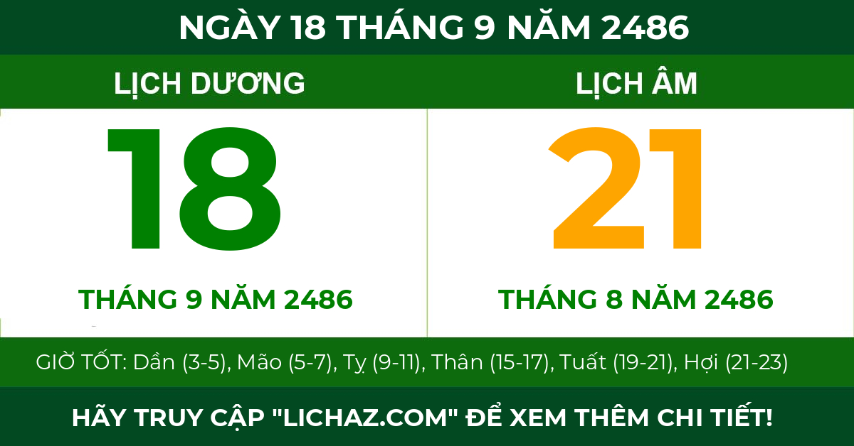 lịch âm ngày 18 tháng 9 năm 2486