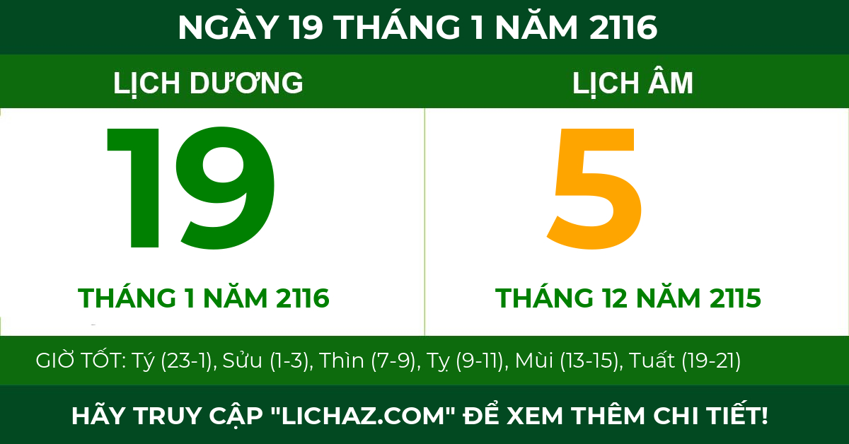 lịch âm ngày 19 tháng 1 năm 2116
