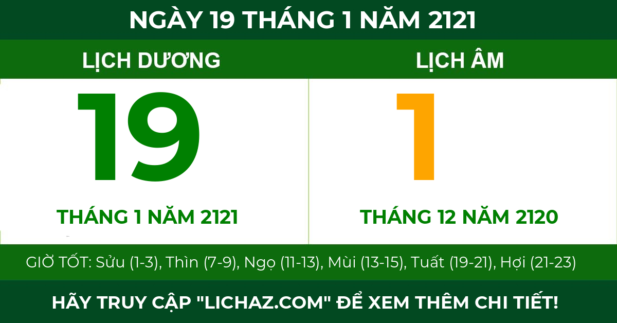 lịch âm ngày 19 tháng 1 năm 2121