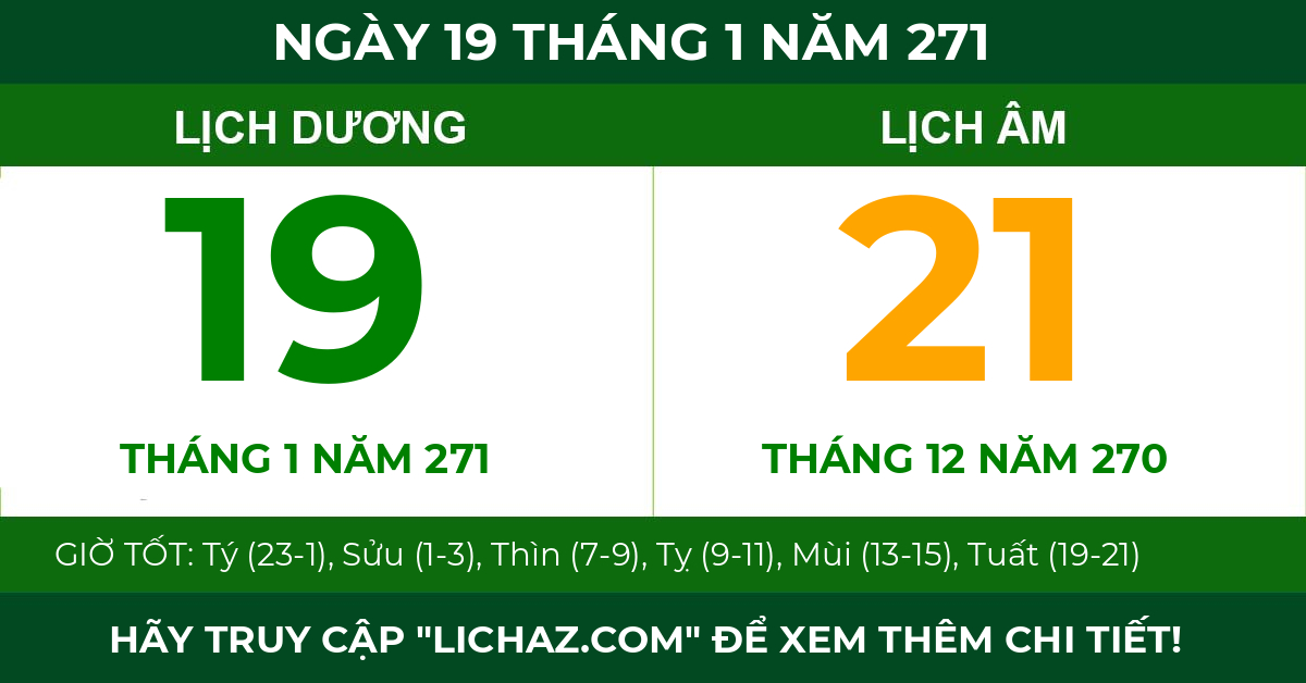 lịch âm ngày 19 tháng 1 năm 271