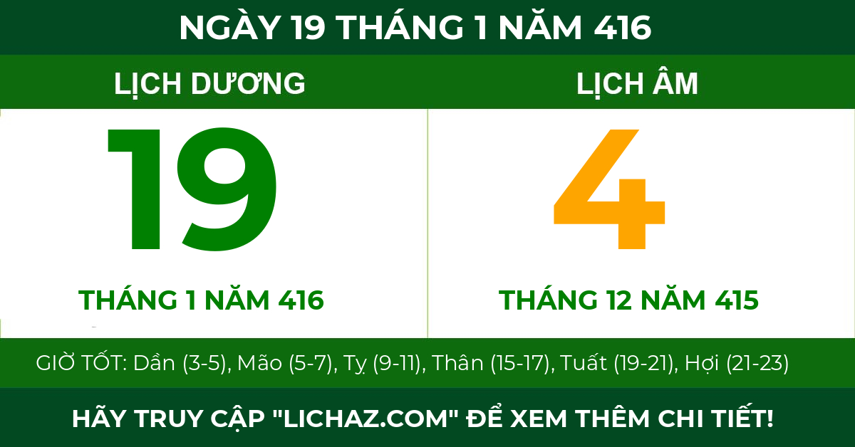 lịch âm ngày 19 tháng 1 năm 416