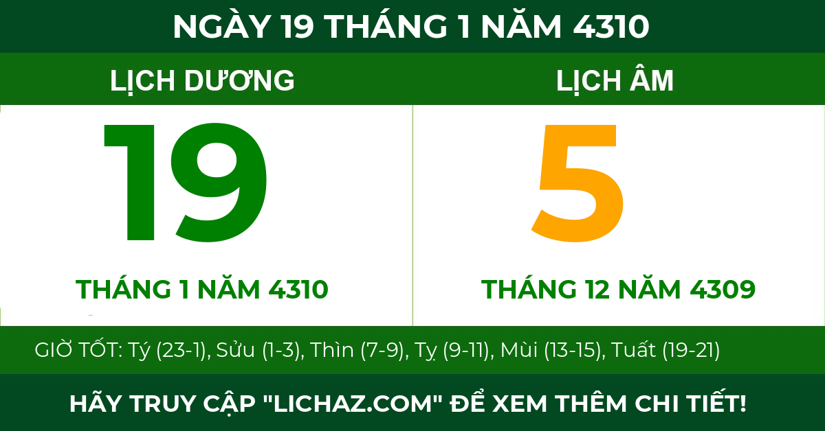 lịch âm ngày 19 tháng 1 năm 4310