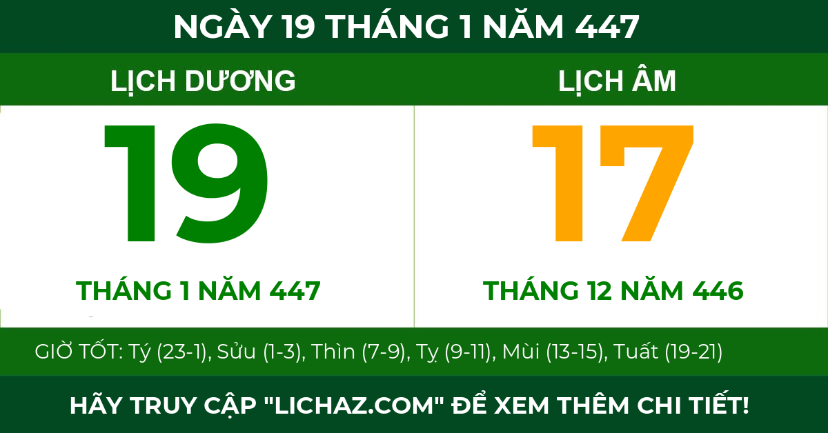 lịch âm ngày 19 tháng 1 năm 447