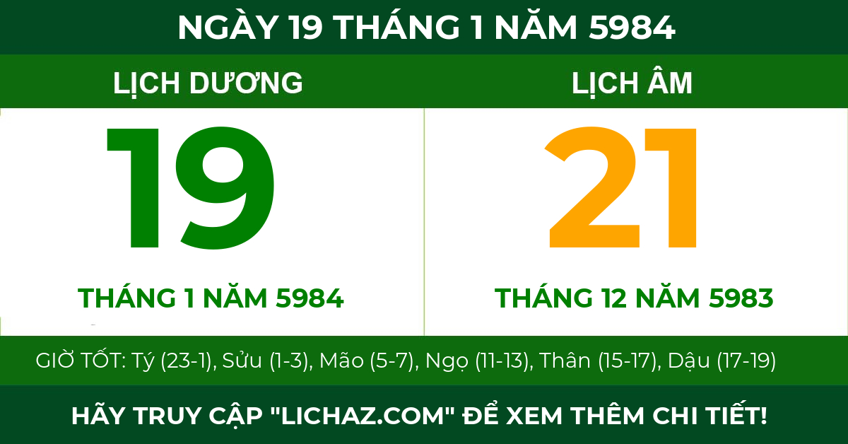 lịch âm ngày 19 tháng 1 năm 5984