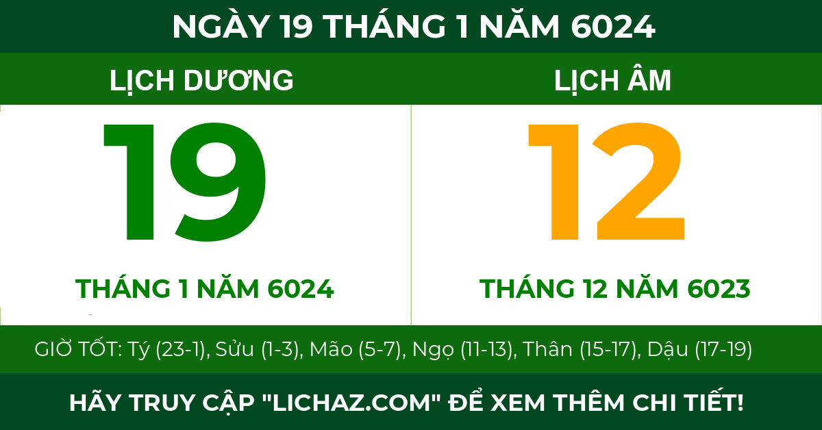 lịch âm ngày 19 tháng 1 năm 6024
