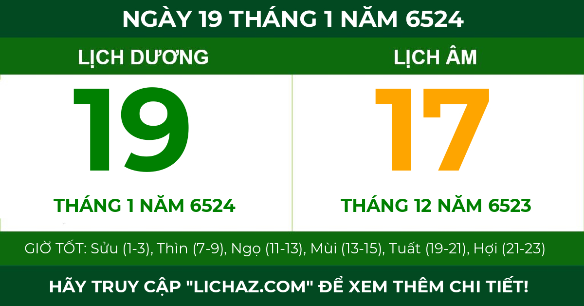 lịch âm ngày 19 tháng 1 năm 6524