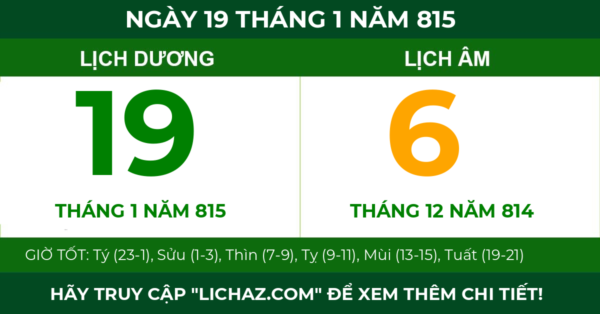 lịch âm ngày 19 tháng 1 năm 815