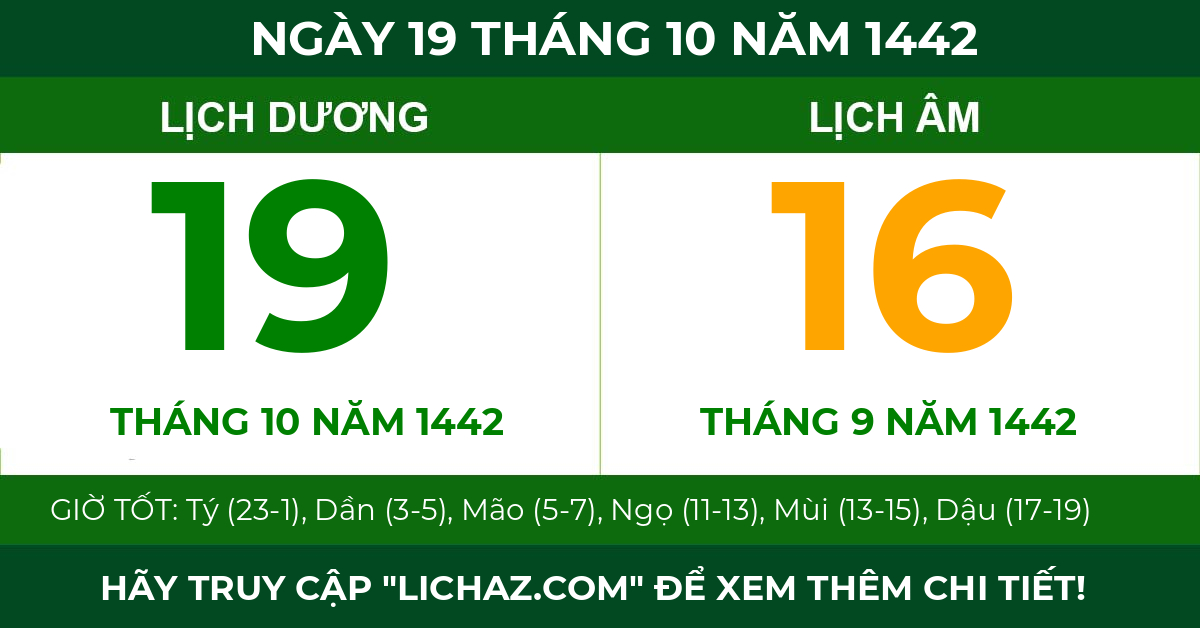 lịch âm ngày 19 tháng 10 năm 1442