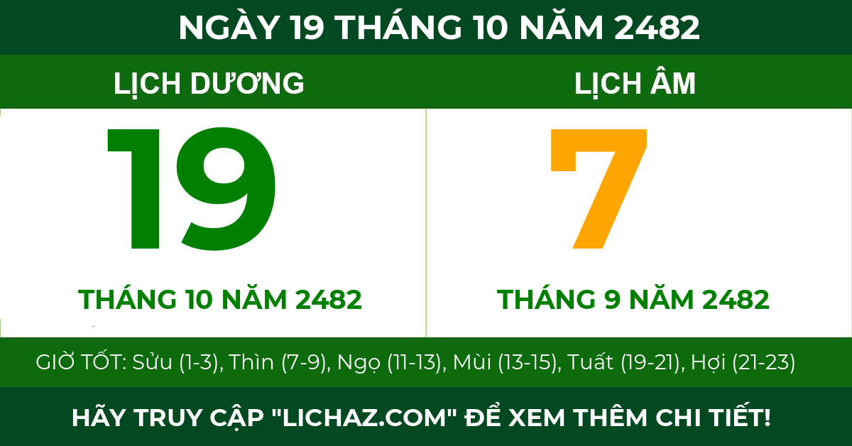 lịch âm ngày 19 tháng 10 năm 2482