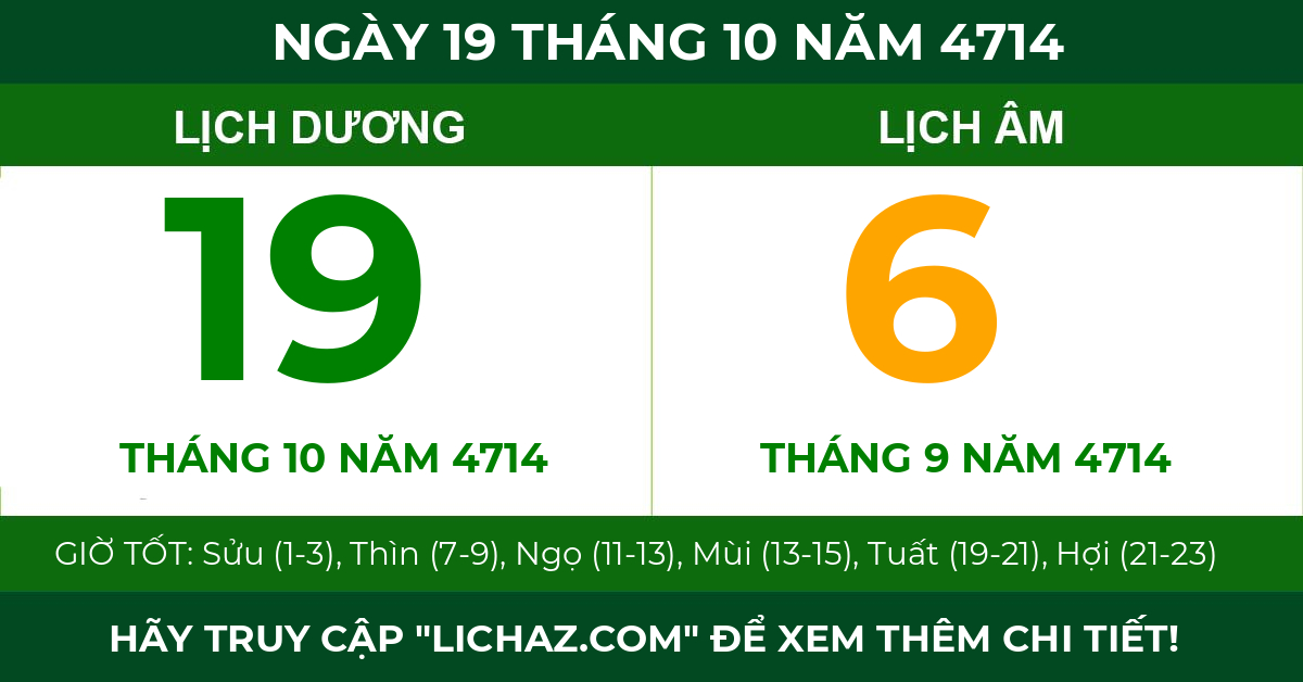 lịch âm ngày 19 tháng 10 năm 4714