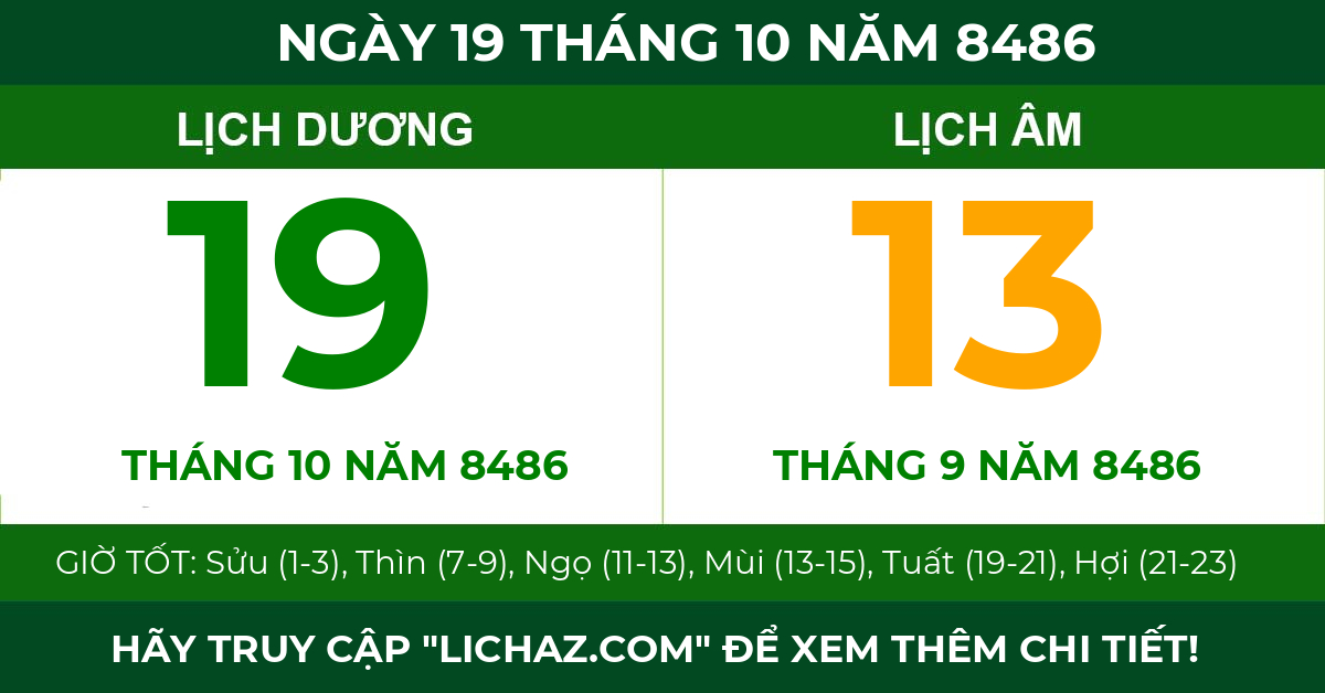 lịch âm ngày 19 tháng 10 năm 8486
